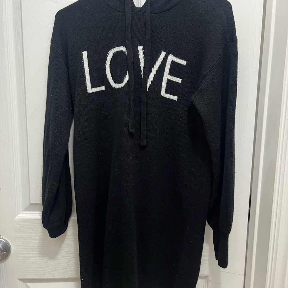 Black Hoodie Dress with 'LOVE' Graphic